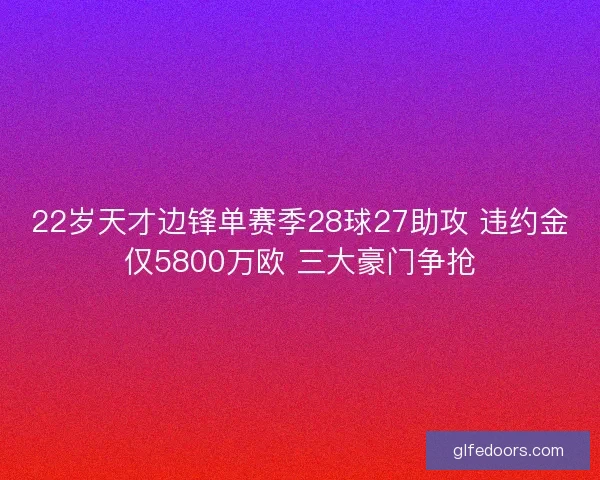 22岁天才边锋单赛季28球27助攻 违约金仅5800万欧 三大豪门争抢